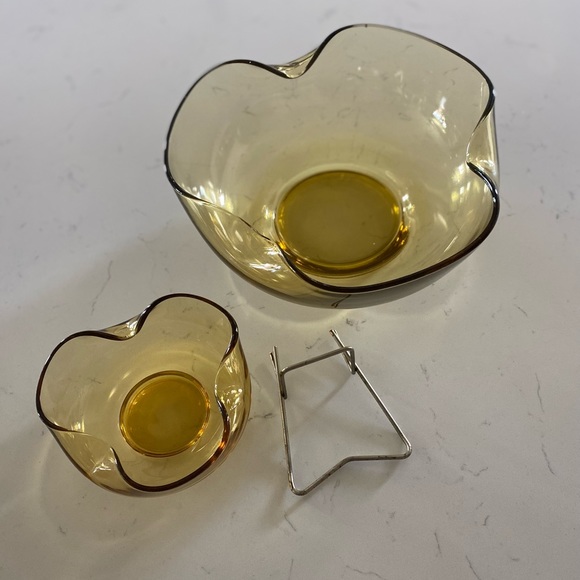 Vintage Amber Chip & Dip Bowl Set 1980’s 🌿 - Picture 8 of 8